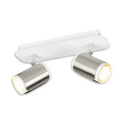 LÚZETE - SPOT DA PARETE/PLAFONIERA 2 LUCI GU10 METALLO NICKEL OPACO GIADA