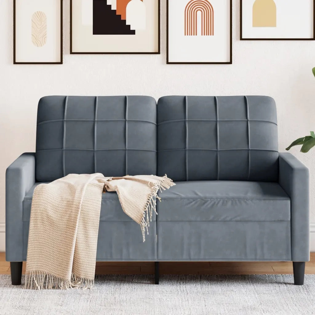 vidaXL Divano a 2 Posti grigio scuro 120 cm in Velluto