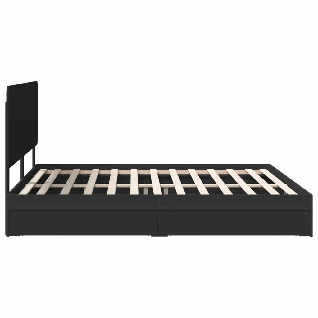 Letto con Contenitore Nero 200 x 200 cm Legno multistrato