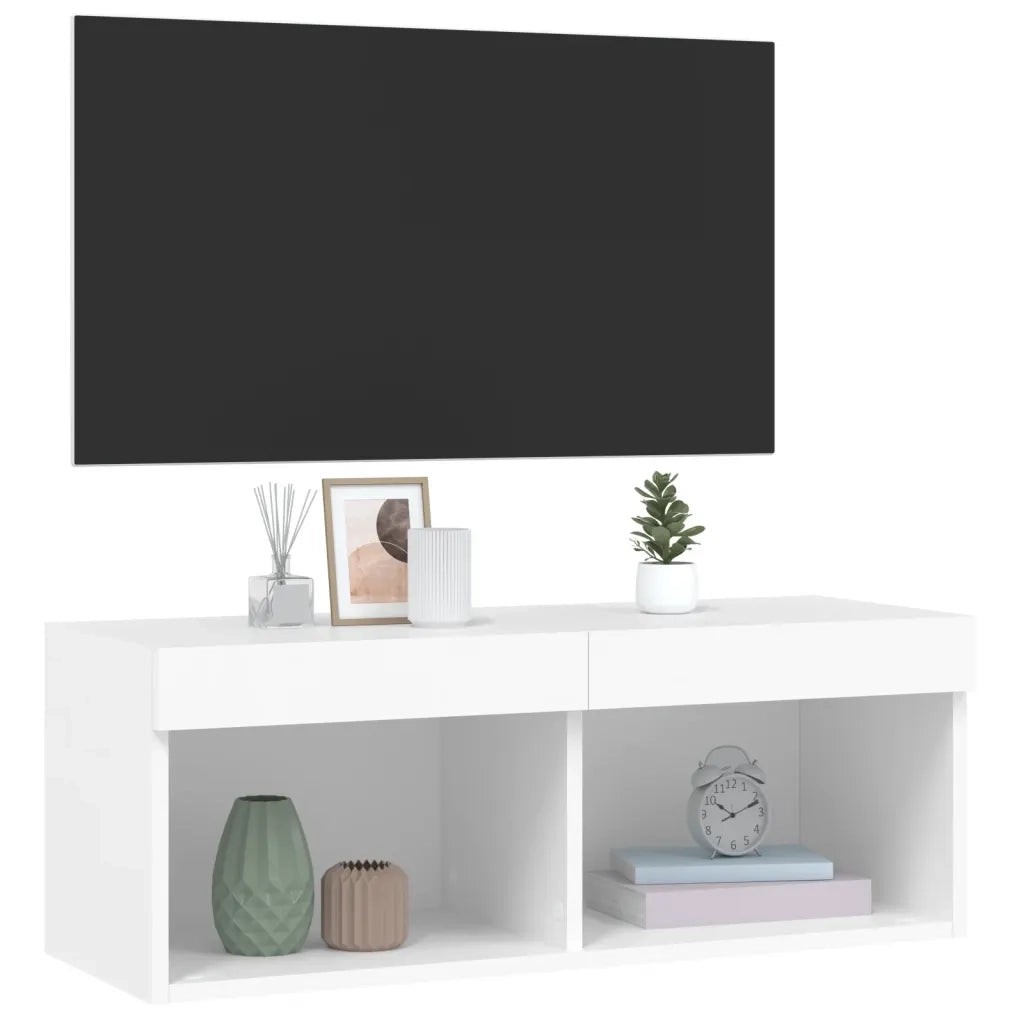 Mobile TV | Armadietto TV | Mobile Porta TV con Luci LED Bianco 80x30x30 cm