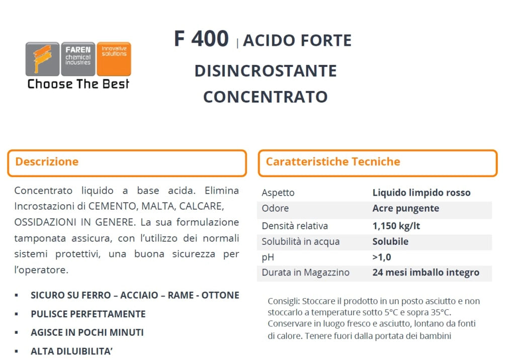 Disincrostante per Cemento F400 Faren 1 L