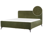 Letto matrimoniale imbottito in bouclé verde gambe in metallo nero 180x200 cm testiera stile classico minimalista