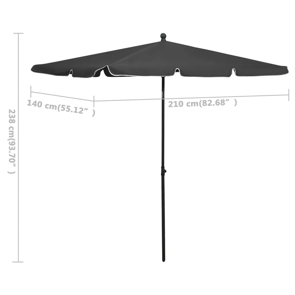 Ombrellone da Giardino-Ombrello da Balcone con Palo 210x140 cm Antracite