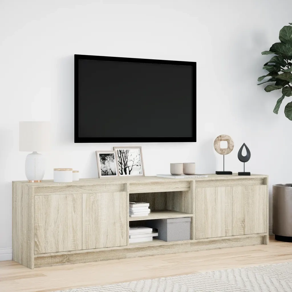 Mobile Porta TV con LED Rovere Sonoma 180x34x50cm in Truciolato 3307914