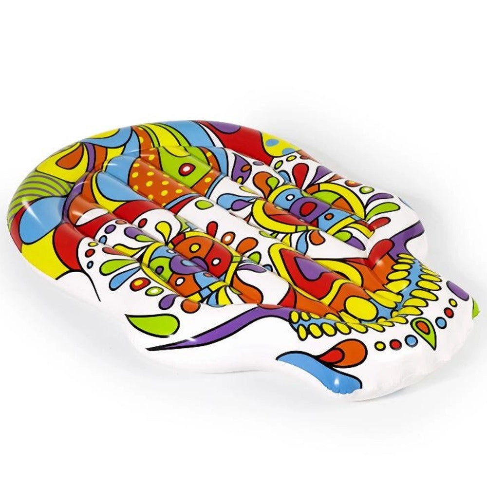 Trade Shop - Materasso Isola Gonfiabile Per Piscina 193x141 Cm Design Pop Skull Galleggiante 016157 -