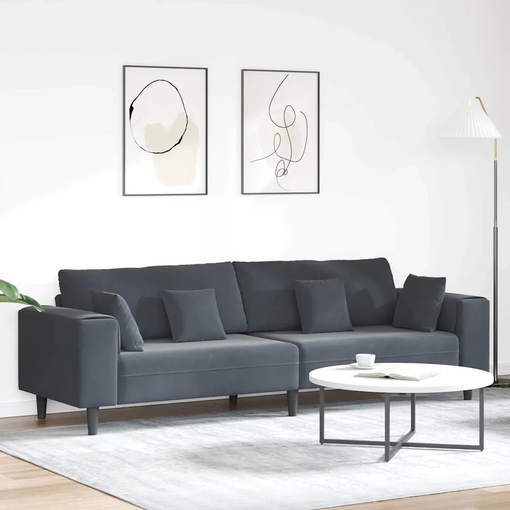 vidaXL Divano in Velluto con cuscino Grigio scuro 208 cm Velluto