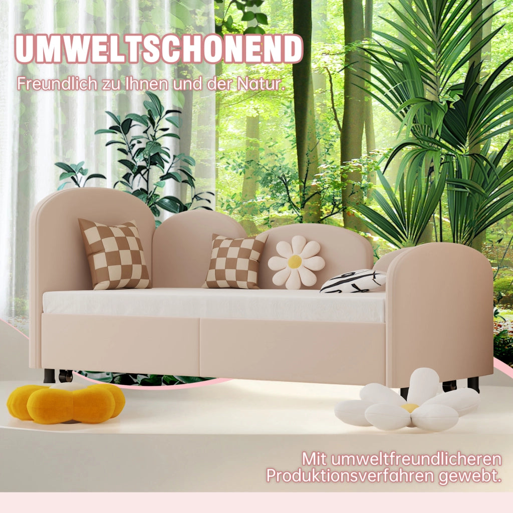 Letto a fiori con cassetti in velluto ferro 90x200 cm