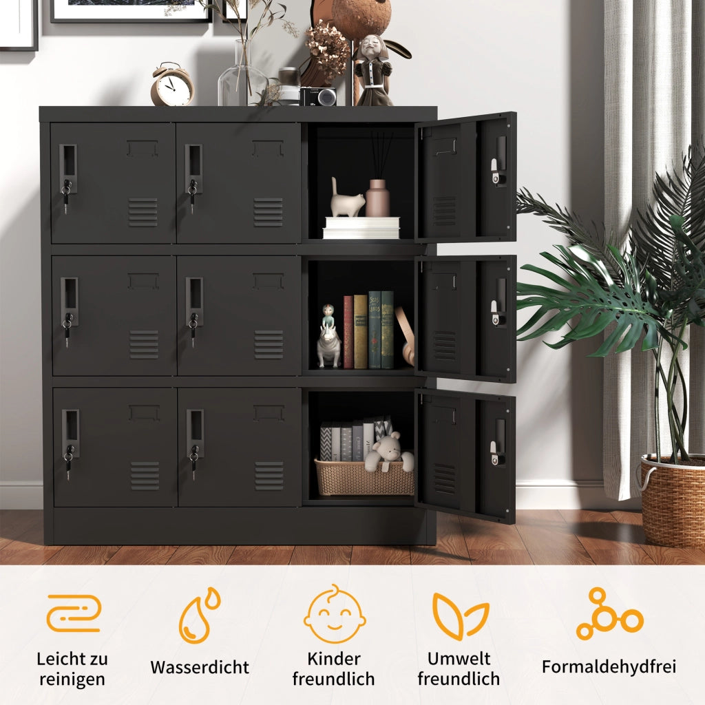 Armadio metallo 9 ante ¨C zephmum ¨C nero 100x90x40 cm
