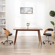 Sedia da Ufficio Girevole Nera in Legno Piegato e Similpelle 3054845