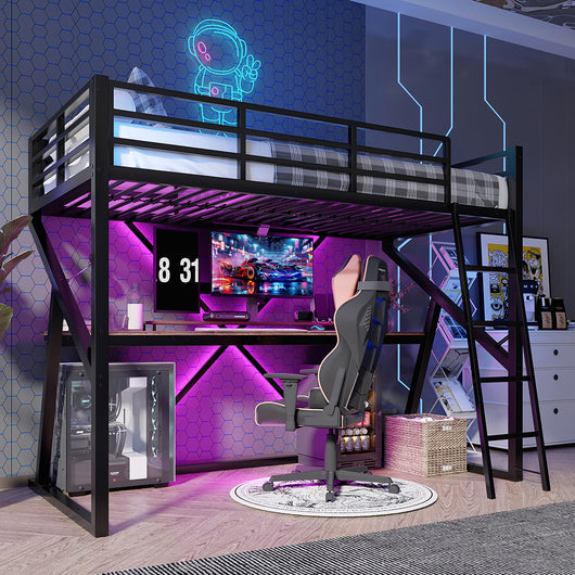 Letto a soppalco - Xylo - 90x200 cm scrivania nero