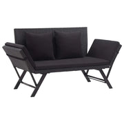 Panca da giardino mobili da esterno per patio mobili da terrazza con cuscini 110 x 60 x 32 cm resina intrecciata nera 02_0011595