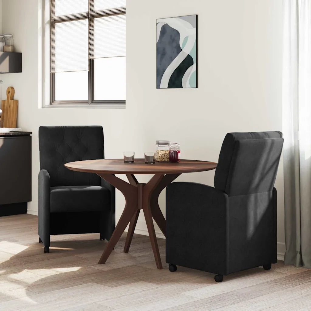 Sedie da Pranzo con Ruote 2 pcs Nero 58 x 67 x 97 cm Velluto 42017871