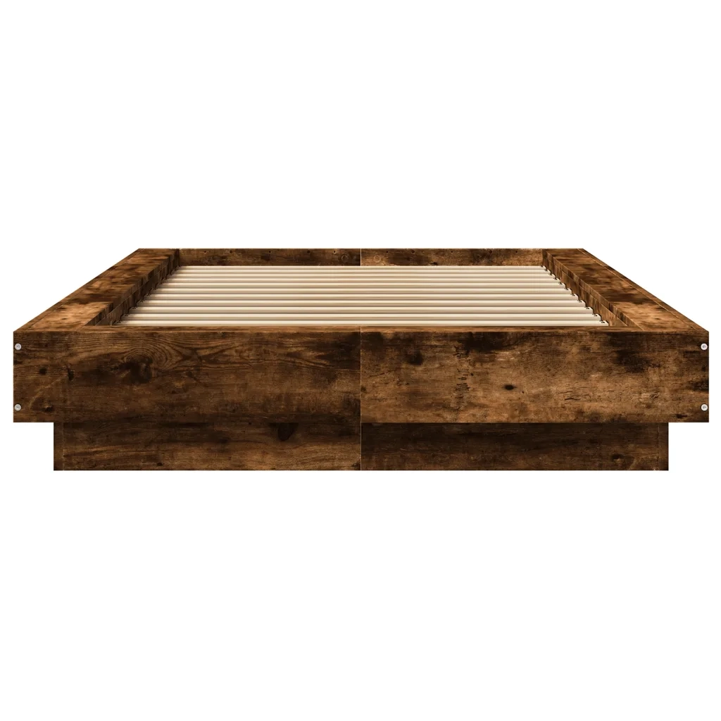 Giroletto Luci LED-Struttura Letto con LED Rovere Fumo 75x190 cm in Legno Multistrato 693726