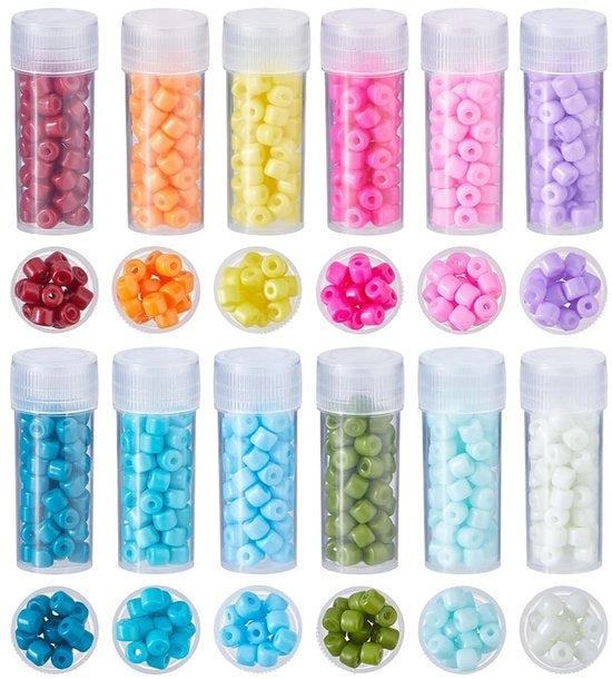 Cilindriche Rocailles 120g - 12 Colori - Vetro a Cilindro Perle - 4,5x3,5mm - Buco Circolare 1,2mm - Per Creare Gioielli