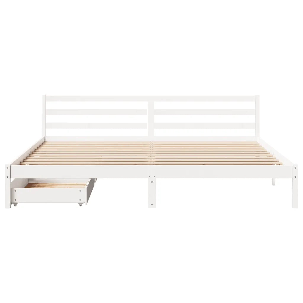 Giroletto senza Materasso Bianco 200x200 cm Legno Massello Pino
