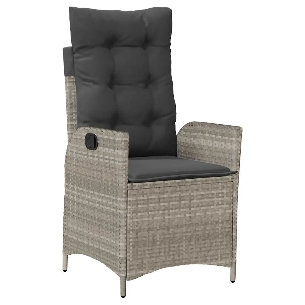 Set da Pranzo da Giardino 7 pz Cuscini Polyrattan Grigio Chiaro 3213289