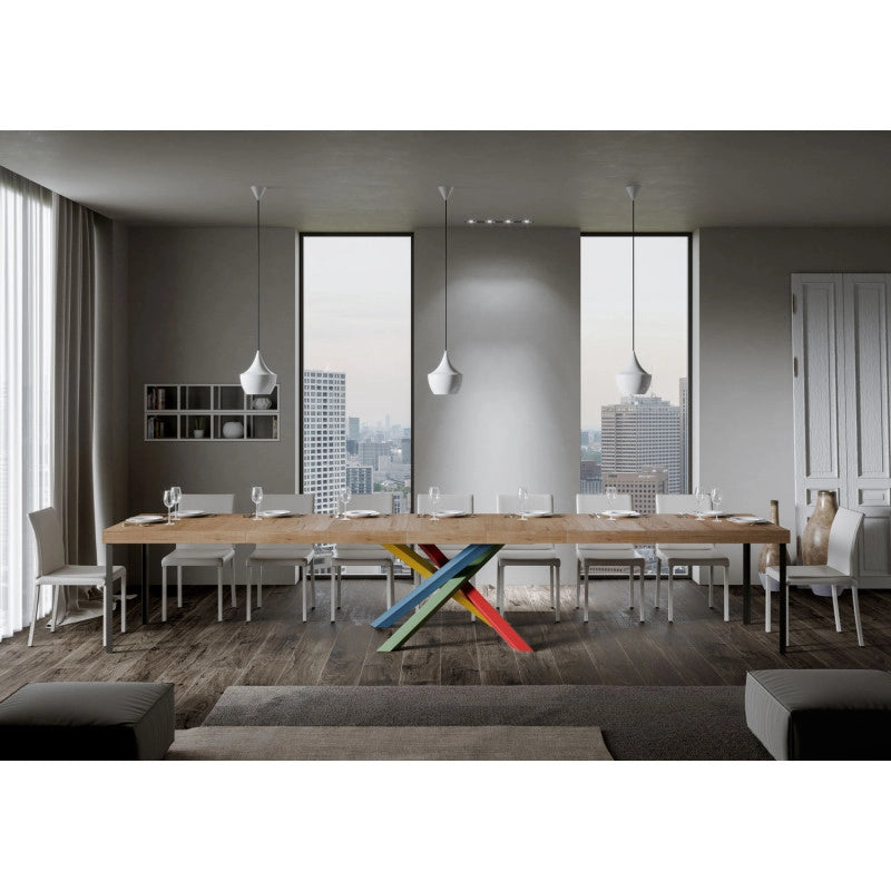 Tavolo allungabile 140/400x90 cm Volantis Premium telaio Multicolore 4/B - Quercia Natura