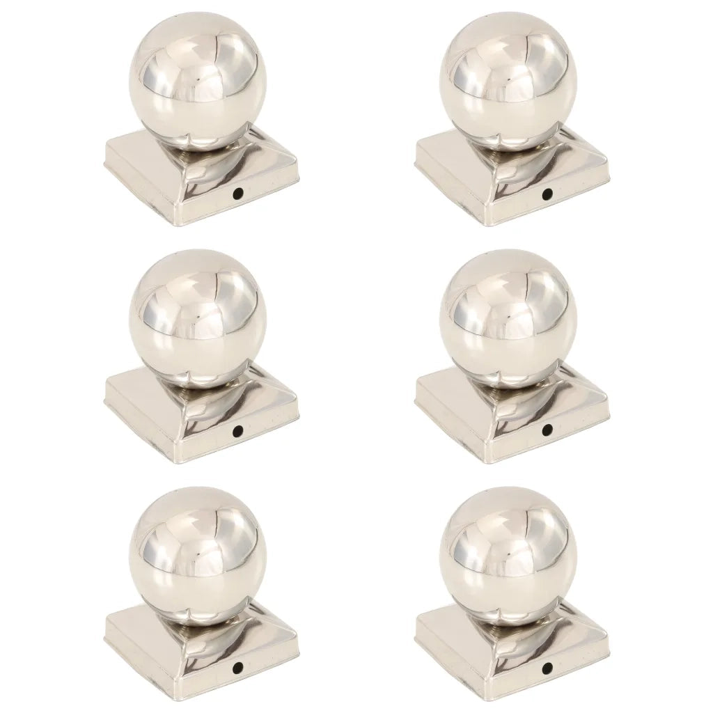 Tappi per Pali 6 pz EstremitÃ  a Globo in Acciaio Inox 91x91 mm