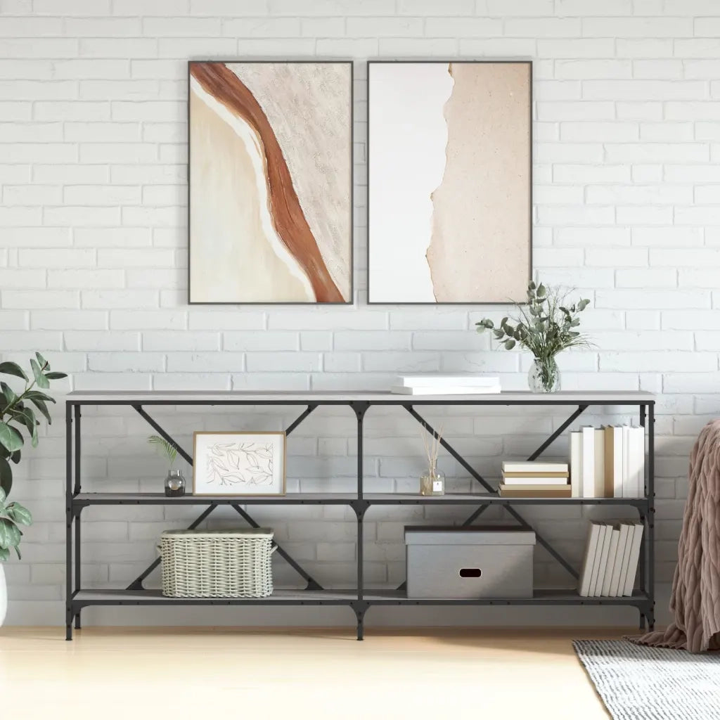 Tavolino Grigio Sonoma 180x30x75cm in Legno Multistrato e Ferrocod mxl 78518