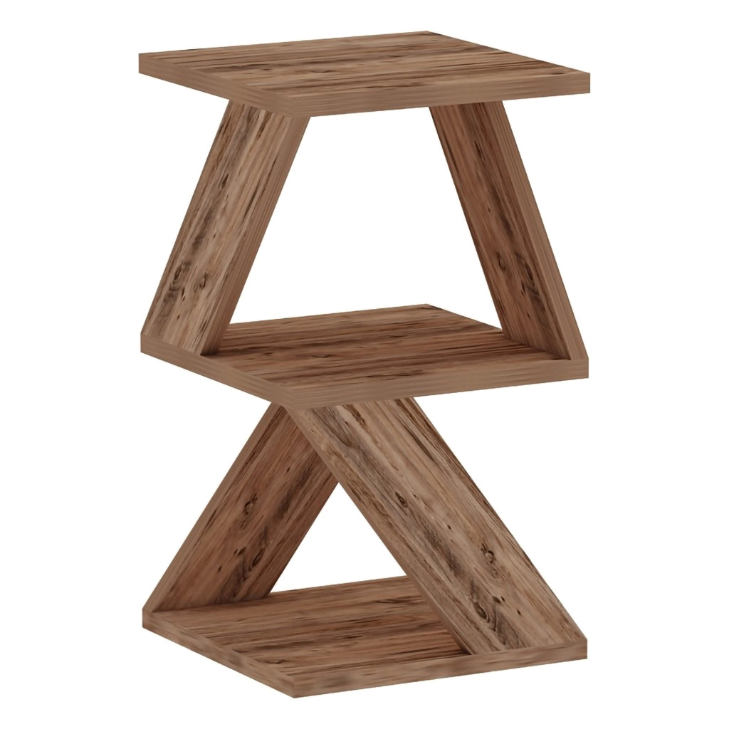 Serino, Tavolino da Salotto 2 Vani, 30x30x54h cm Marrone Rovere Nodi