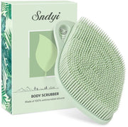 Spazzolino corporeo in silicone, spazzolino doccia in silicone per esfoliazione delicata, spazzola corporea a foglia in silicone con setole schiumanti, spugna doccia in silicone per la pelle sensibile, verde di cedro.