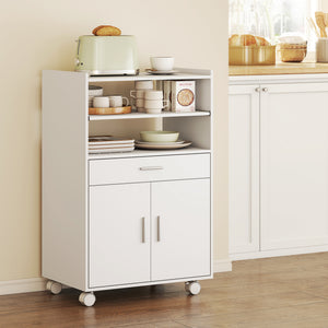 Mobile Cucina Multiuso 59x40x92 cm con Ripiano Estraibile in MDF Bianco