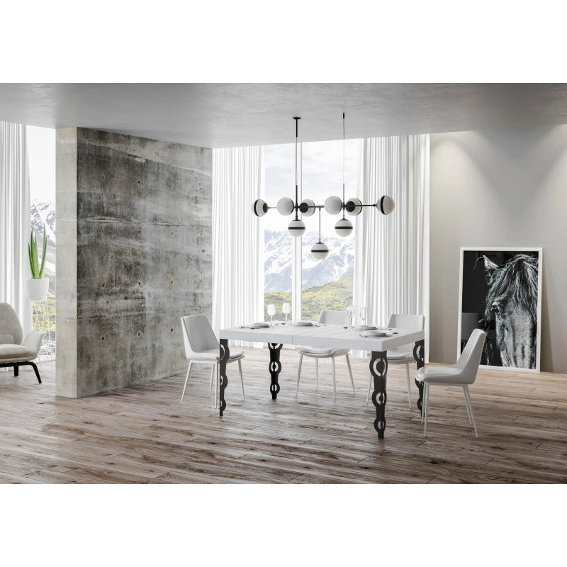 Tavolo allungabile 140/224x80cm Karamay telaio Antracite - Bianco Frassino