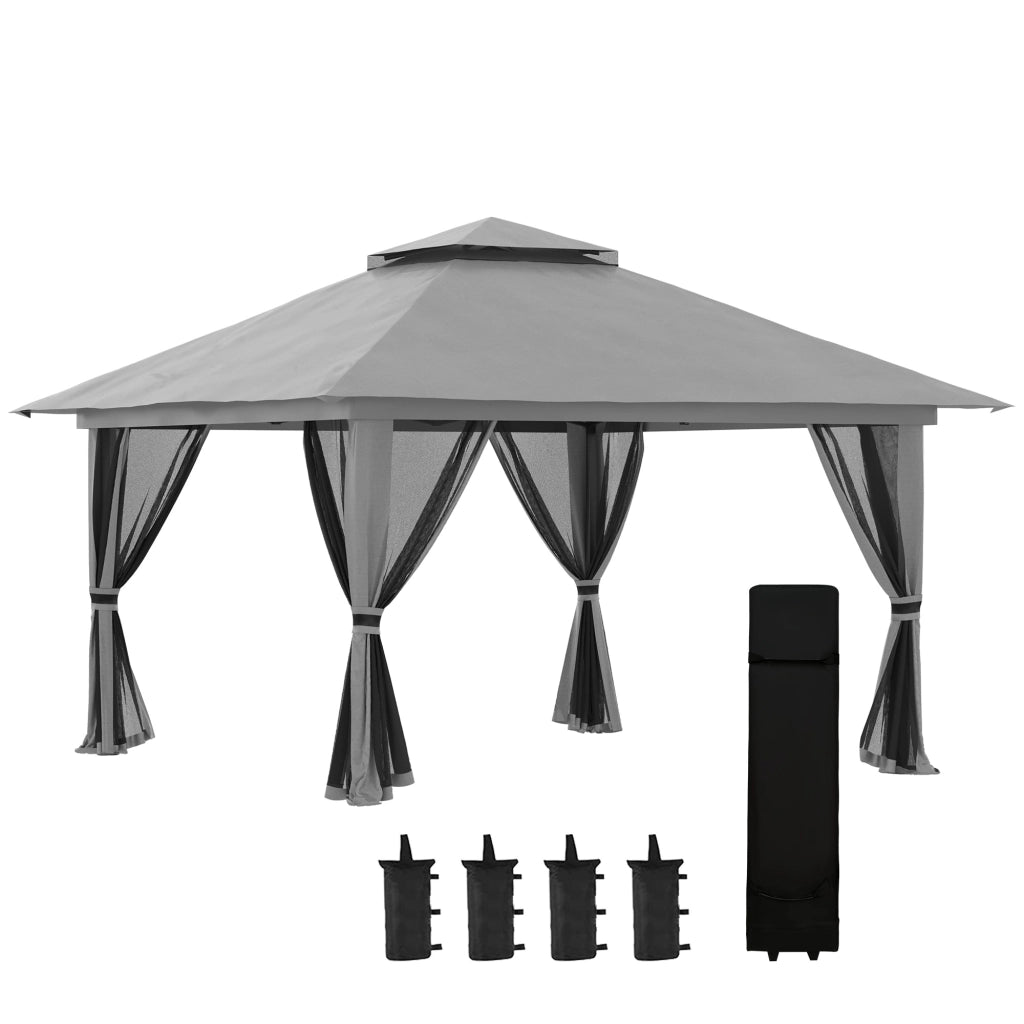 Pavillon pieghevole 3 livelli di altezza con tetto impermeabile UV50+ e pareti laterali