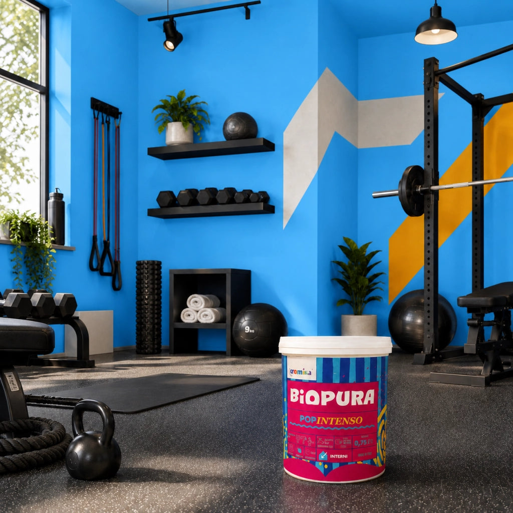 Popintenso palestra e decori interni pittura murale lavabile e coprente cromika *** formato 0,750 lt, colore- blu spl...