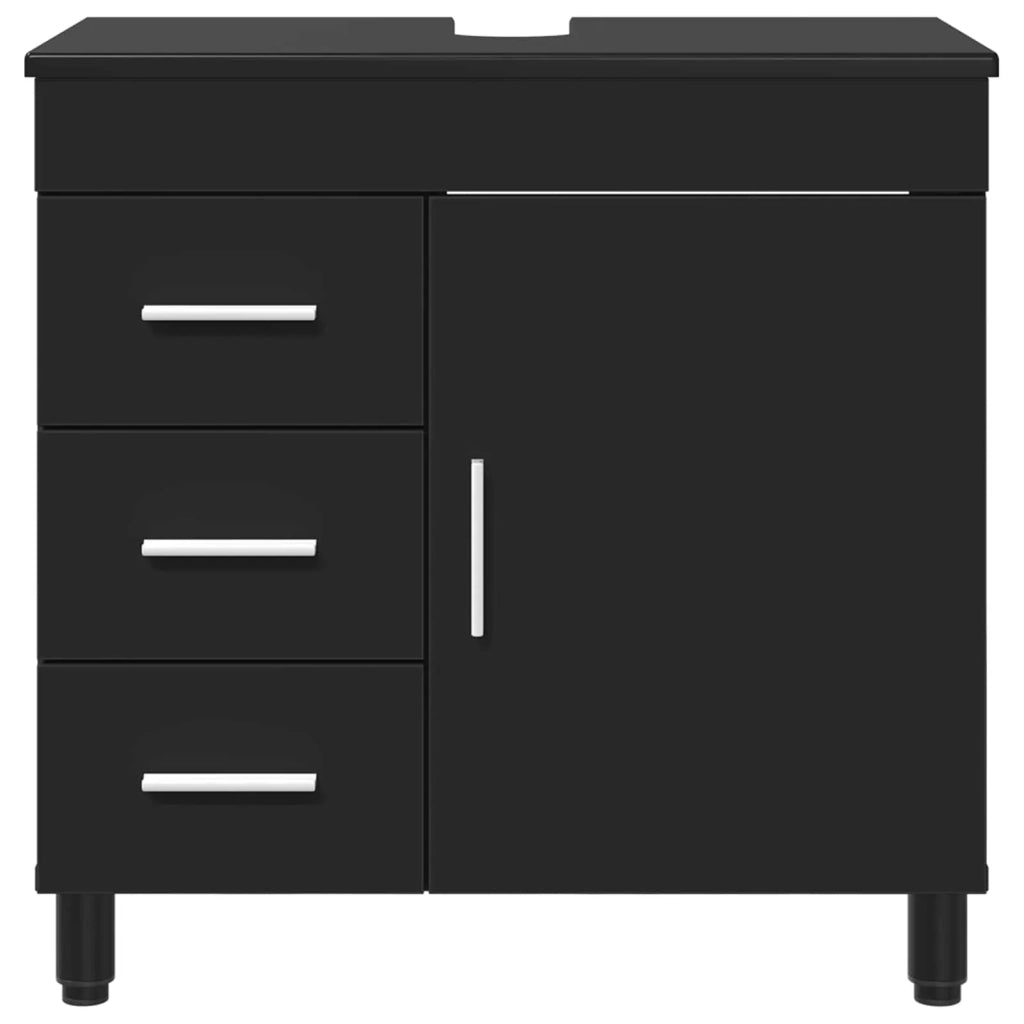 Mobiletto da bagno Nero 60 x 35 x 60 cm Legno ingegnerizzato