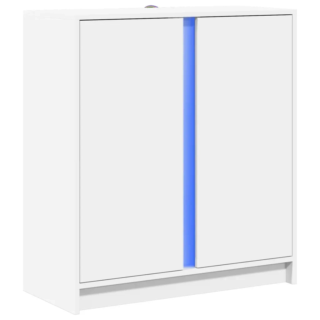 Credenza | Madia | Buffet da pranzo | Armadio da pranzo con LED Bianca 77x34x85 cm in Legno Multistrato