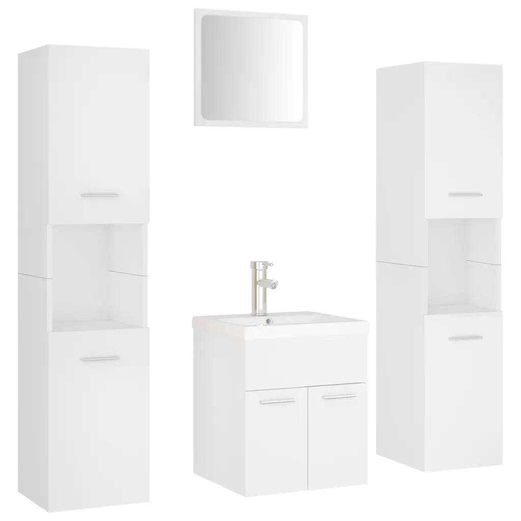 Set Mobili da Bagno Bianco in Legno Multistrato
