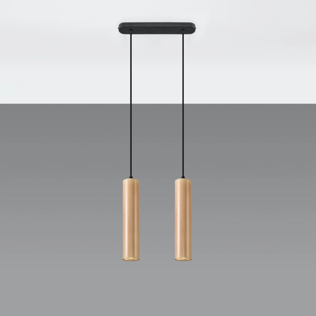Lampada tubolare in legno LINO Peach Puff a 2 luci, stile scandinavo, IP20
