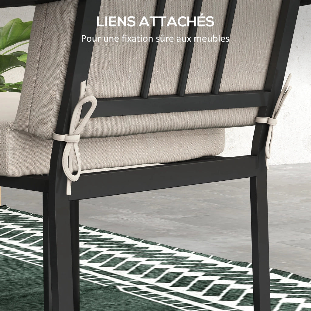 Set 2 Cuscini per Sedie da Giardino con Schienale ¨C Xylo ¨C Beige 112x51 cm Spessore 8 cm