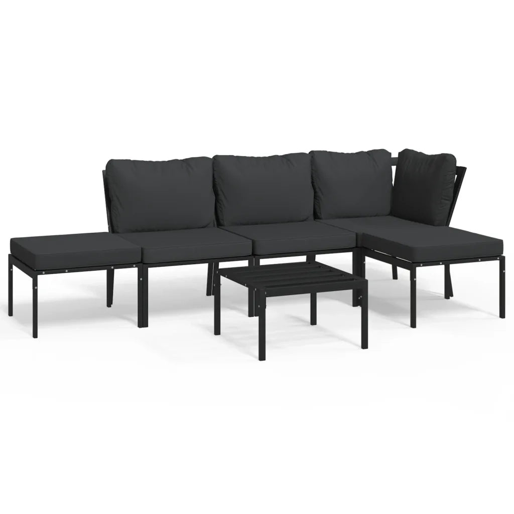 Set Salotto da Giardino 6pz con Cuscini Grigi in Acciaiocod mxl 124651