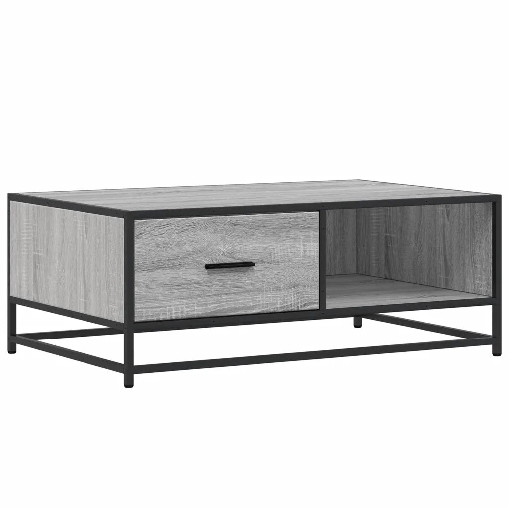 Tavolino Grigio Sonoma 90x57x35 cm Legno Multistrato e Metallo 848757