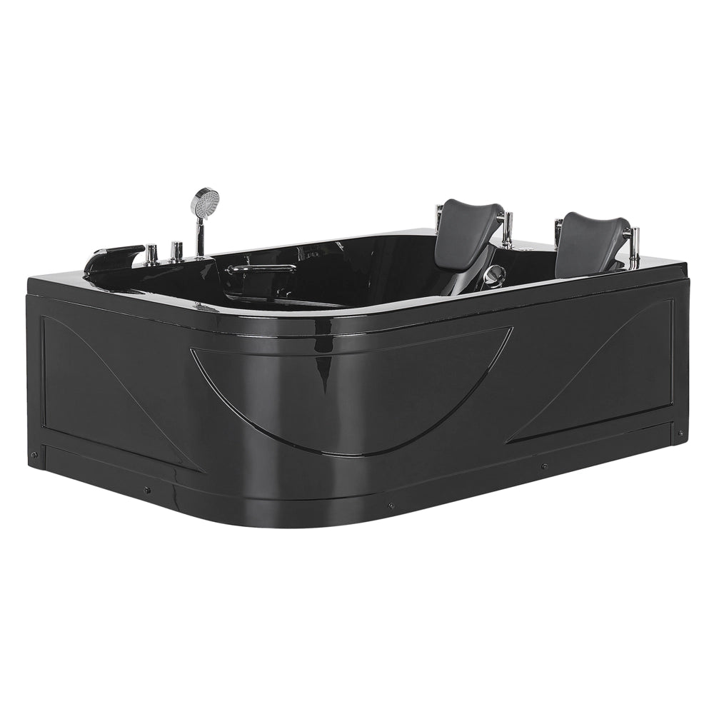 Vasca Idromassaggio Acrilico Nero 170 x 119 cm Luci LED Subacquee versione sinistra Curva Doppio Idromassaggio