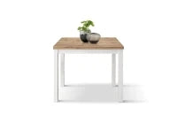 PAZZO DESIGN Tavolo allungabile, Rovere Rustico, Nobilitato, Made in Italy, Basamento Bianco, 90 x 90 x 76,5 cm