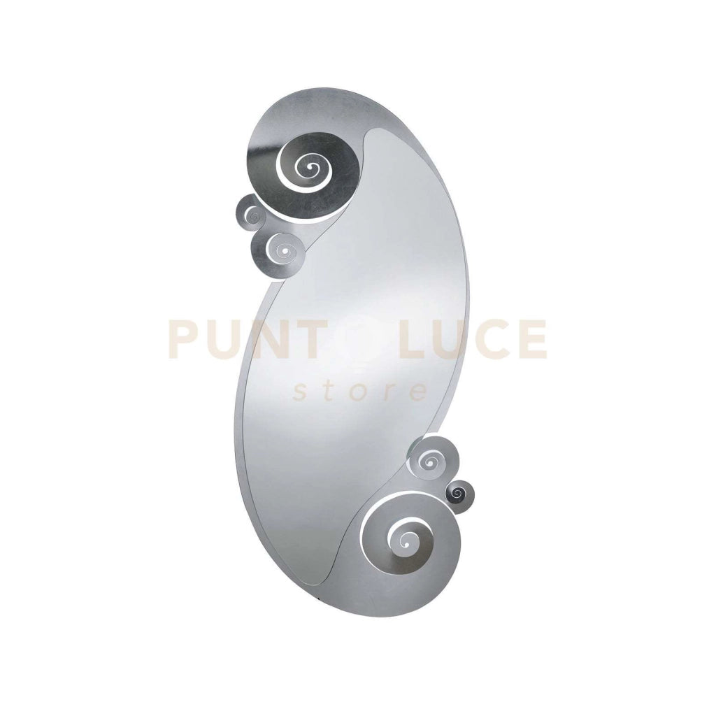 specchio circeo in ferro con riccioli Foglia Argento in Ferro 63x130hcm(55x115hcm)