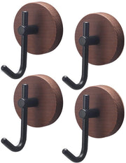 4 Pezzi di Spine per Asciugamani senza Forare, Spine Autoadesive, Spine per Parete in Legno, Spine per Abbigliamento in Noce Naturale, Spine Autoadesive per Bagno, Corridoio, Camera da Letto, Cucina, Soggiorno (Nero Profondo)