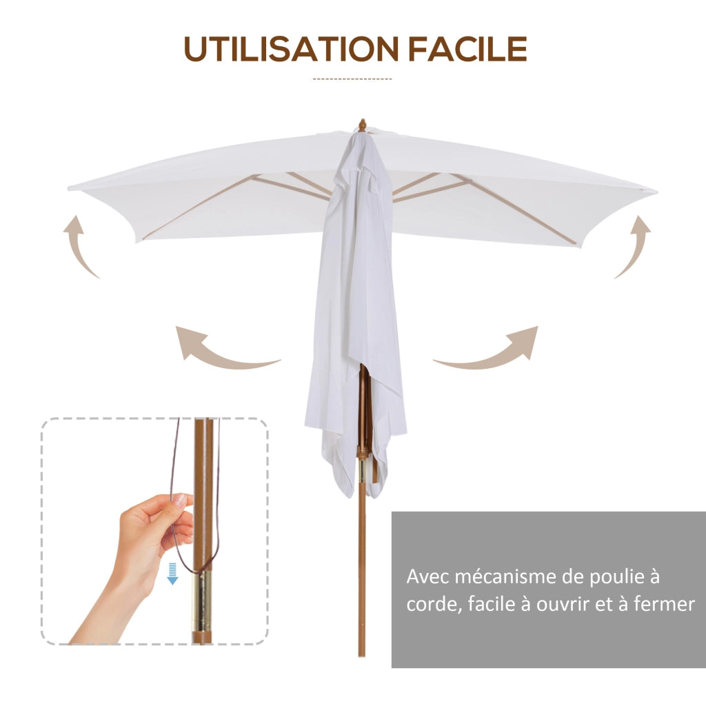 Parasole rettangolare per giardino grande ¨C zephmum ¨C bianco 300x200x250 cm