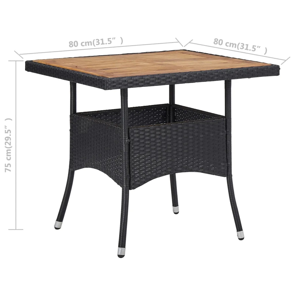 Tavolo da Pranzo Esterno in Polyrattan Nero e Massello d'Acacia cod mxl 34479