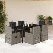 Set da Pranzo da Giardino 7 pz con Cuscini in Polyrattan Grigio 3262865
