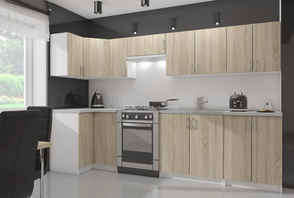 Mobile da cucina pensile sistema AKORD LIMA Bianco 40 cm 1 anta inserto frontale Sonoma Quercia 40x30,5x72 cm