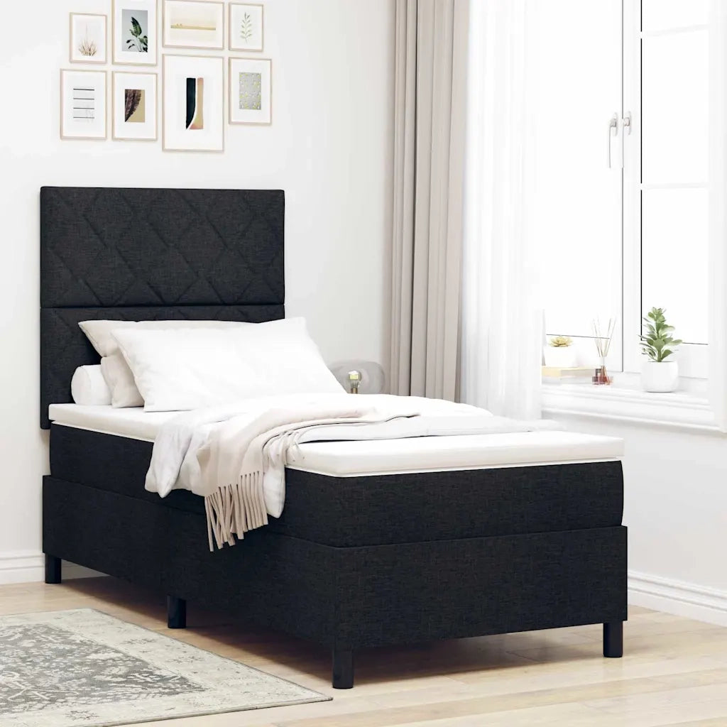 Letto a molle con materasso Nero 90 x 190 cm Tessuto 3342909