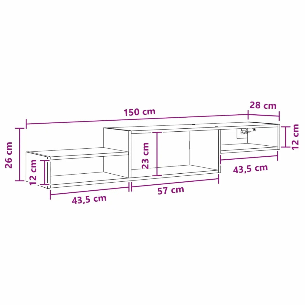 Mobile TV da Parete A parete Grigio Cemento 150 x 28 x 26 cm