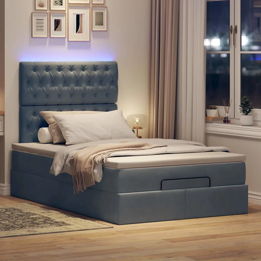 vidaXL Struttura Letto Pouf con Materassi 120x200 cm Velluto
