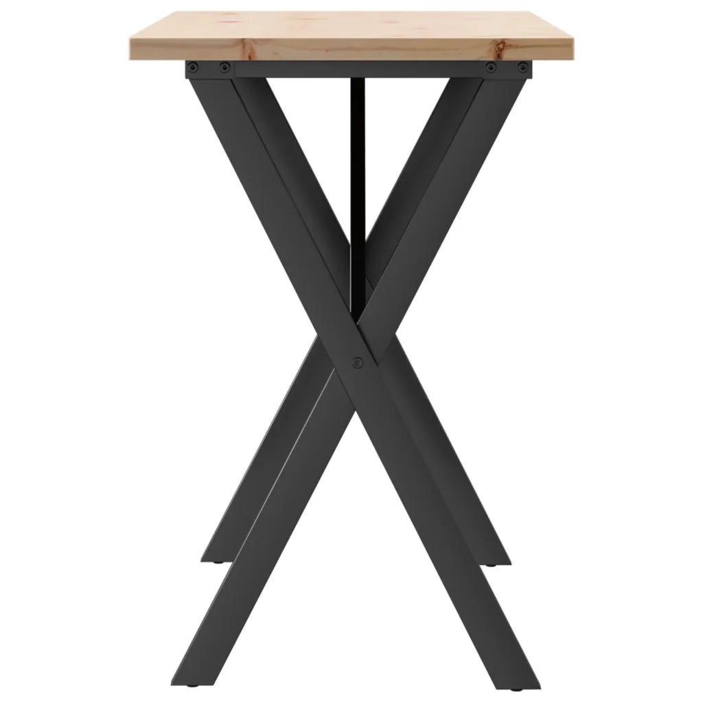 Tavolo da Pranzo Telaio a X 100x50x75,5 cm Legno Pino e Acciaio