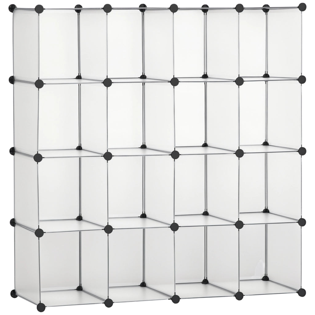Scarpiera 16 Cubi Salvaspazio ¨C zephmum ¨C Acciaio e PP Trasparente 125x32x125 cm