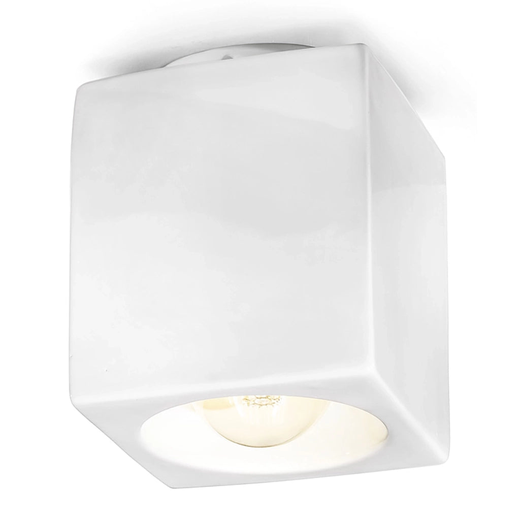 Plafoniera Vintage Ceramica Smaltata Bianco 1 Luce E27